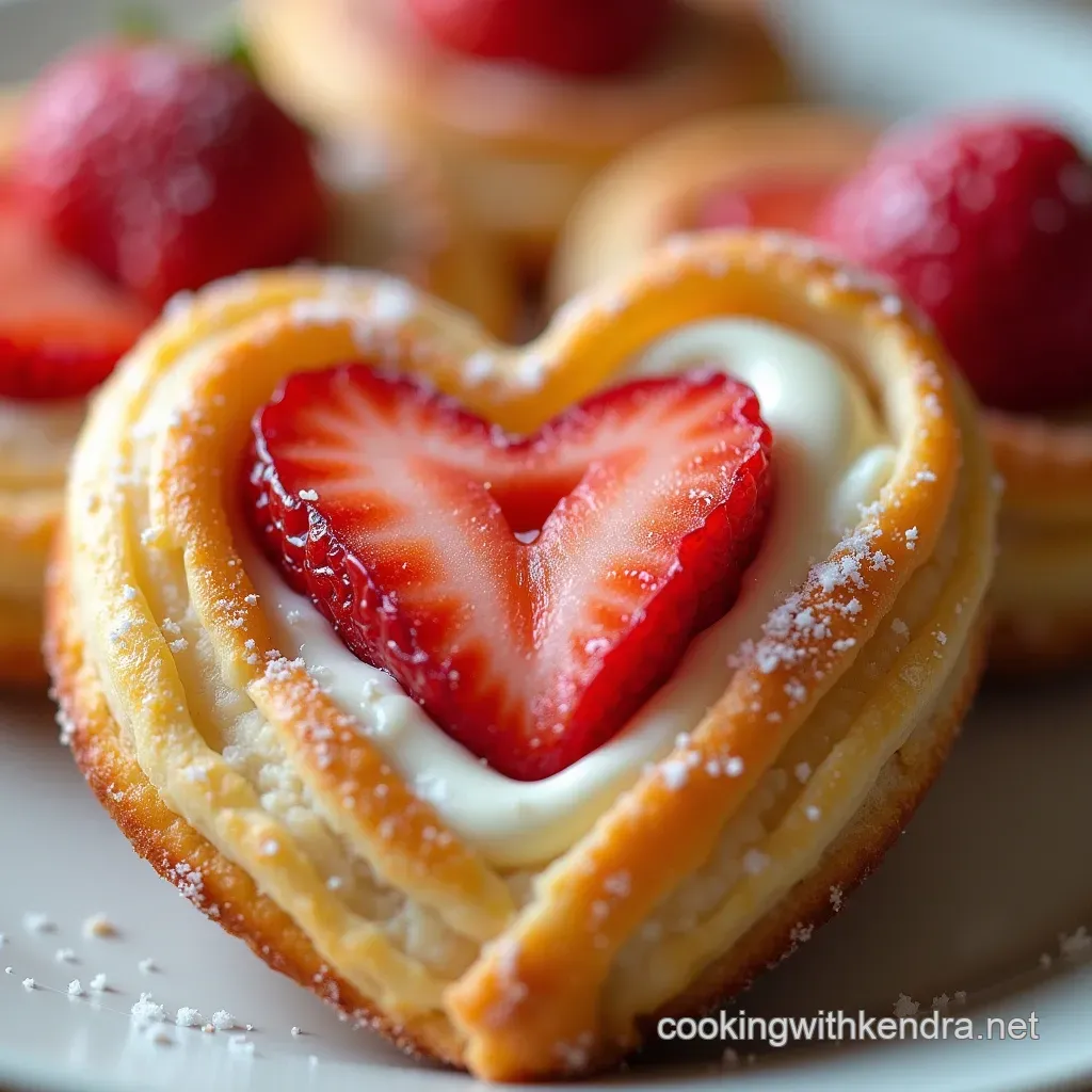 Elevate Your Morning: Flaky Heart-Shaped Strawberry Cream Cheese Pastries